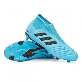 Детские бутсы adidas Predator 19.3 FG/AG Laceless Bright Cyan/Black #grai.com.ua