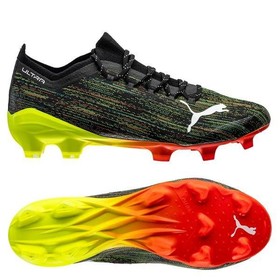 Бутсы PUMA Ultra 1.2 FG/AG Black/White/Yellow Alert #grai.com.ua