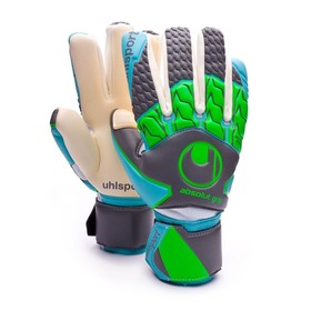 Вратарские перчатки UHLSPORT Absolutgrip Tight HN Dark Grey/Cyan/Fluor Green #grai.com.ua