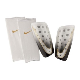 Футбольные щитки Nike Mercurial Lite White/Black/Gold #grai.com.ua