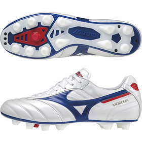 Бутсы Mizuno Morelia II Made in Japan FG White/High Risk Red #grai.com.ua