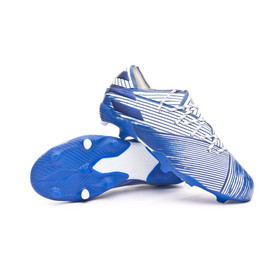 Детские бутсы adidas Nemeziz 19.1 FG/AG White/Team Royal Blue #grai.com.ua