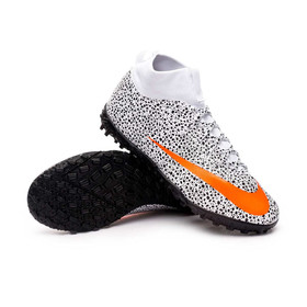Детские сороконожки Nike Mercurial Superfly VII Academy CR7 Safari TF White/Black/Total Orange #grai.com.ua