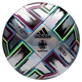 Футбольный мяч adidas Uniforia Euro 2020 Training Silver Metal/Signal Green/Bright Cyan/Shock Pink #grai.com.ua