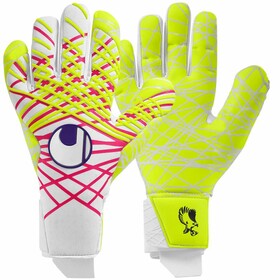 Воротарські рукавички Uhlsport Prediction Ultragrip HN Maignan White/Pink/Fluorescent Yellow/Purple Воротарські рукавички Uhlsport Prediction Ultragrip HN Maignan White/Pink/Fluorescent Yellow/Purple