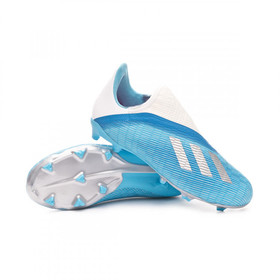 Детские бутсы adidas X 19.3 FG/AG Laceless Bright Cyan/Silver #grai.com.ua