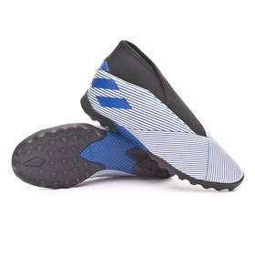 Детские сороконожки adidas Nemeziz 19.3 Laceless TF White/Team Royal Blue #grai.com.ua