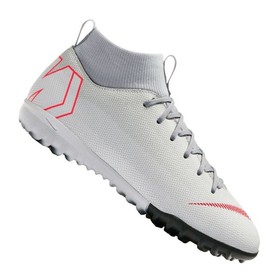 Детские сороконожки Nike Mercurial Superfly VI Academy TF Grey/Crimson #grai.com.ua