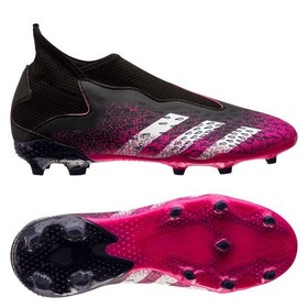Детские бутсы adidas Predator Freak.3 Laceless FG/AG Core Black/Footwear White/Shock Pink #grai.com.ua