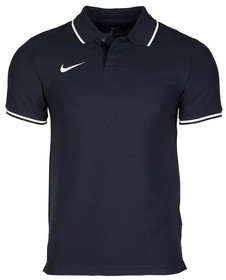 Футболка поло хлопок Nike Club 19 Obsidian/White #grai.com.ua