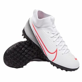 Детские бутсы Nike Mercurial Superfly VII Academy TF White/Laser Crimson/Black #grai.com.ua