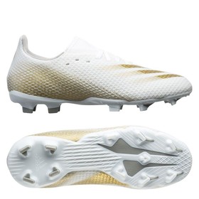 Детские бутсы adidas X Ghosted.3 FG White/Metallic Gold Melange/Grey Two #grai.com.ua