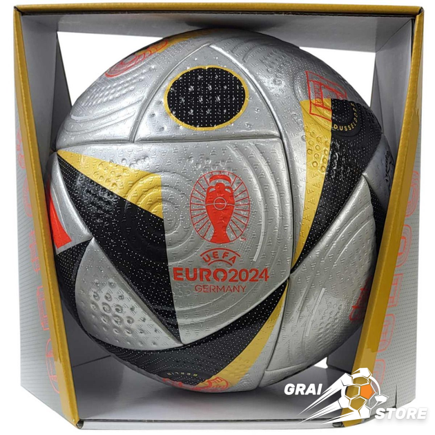 Футбольний м'яч Adidas Fussballliebe Euro 24 Finale PRO Silver Metallic/Gold Metallic/Black/Solar Red