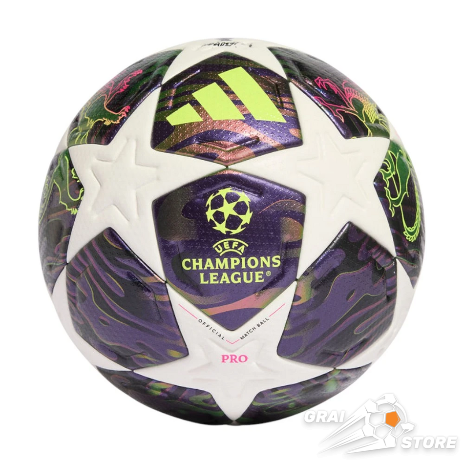 Футбольний м'яч Adidas UEFA Champions League 25/26 Final PRO White/Dark Purple/Solar Yellow/Shock Pink